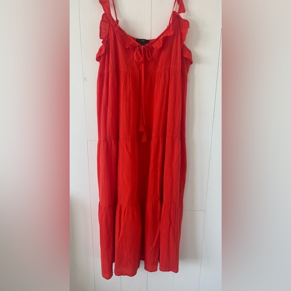 J. Crew Orange Tiered Ruffled Beach Maxi Dress Size Small - Picture 5 of 16